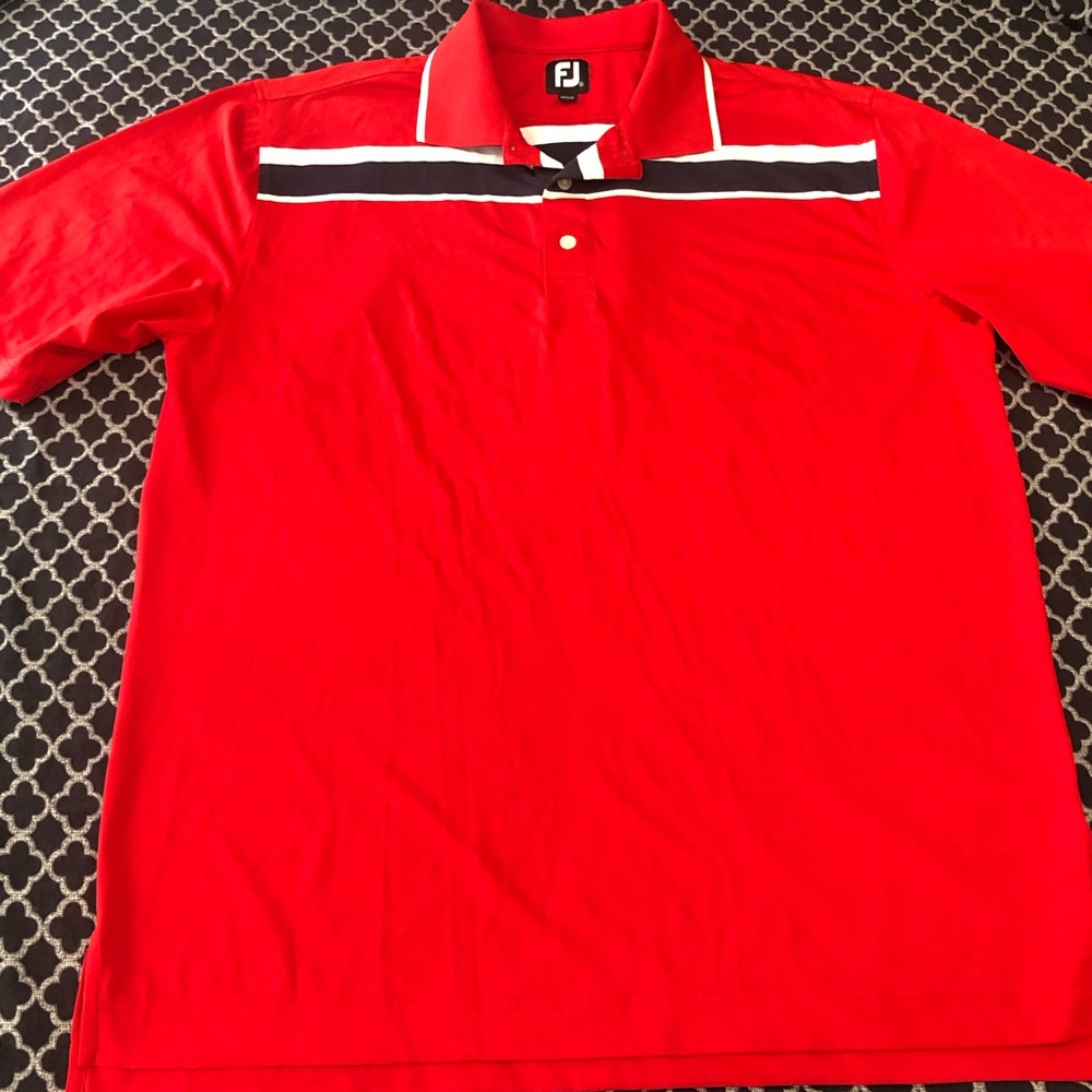 FootJoy Golf Polo Shirt Mens XL Red Striped Athletic Short Sleeve N26